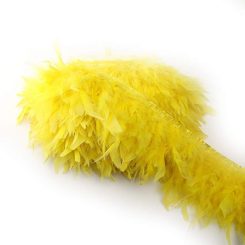 KOLIGHT Pack of 2 Yards Natural Dyed Turkey Flakes Feathers 4~6inch Fringe Trim DIY Dress Crafts Costumes Decoration (Yellow) - Image 2